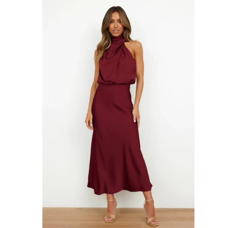 Wiktoria | Wieczorowa sukienka maxi damska z dekoltem halter - Image 6