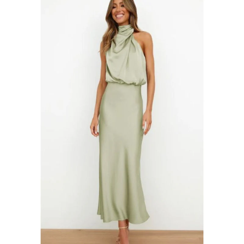 Wiktoria | Wieczorowa sukienka maxi damska z dekoltem halter - Image 7