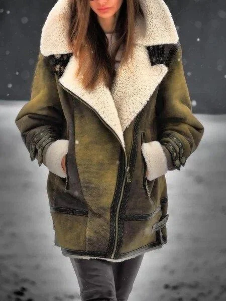 Zuzanna | Płaszcz zimowy damski z futerkiem shearling - Image 2