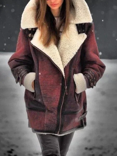Zuzanna | Płaszcz zimowy damski z futerkiem shearling - Image 3