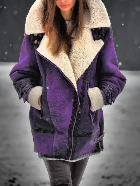 Zuzanna | Płaszcz zimowy damski z futerkiem shearling - Image 4